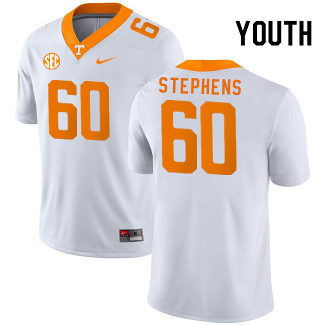 Youth #60 Alton Stephens Tennessee Volunteers College Football Jerseys Stitched Sale-White - Click Image to Close